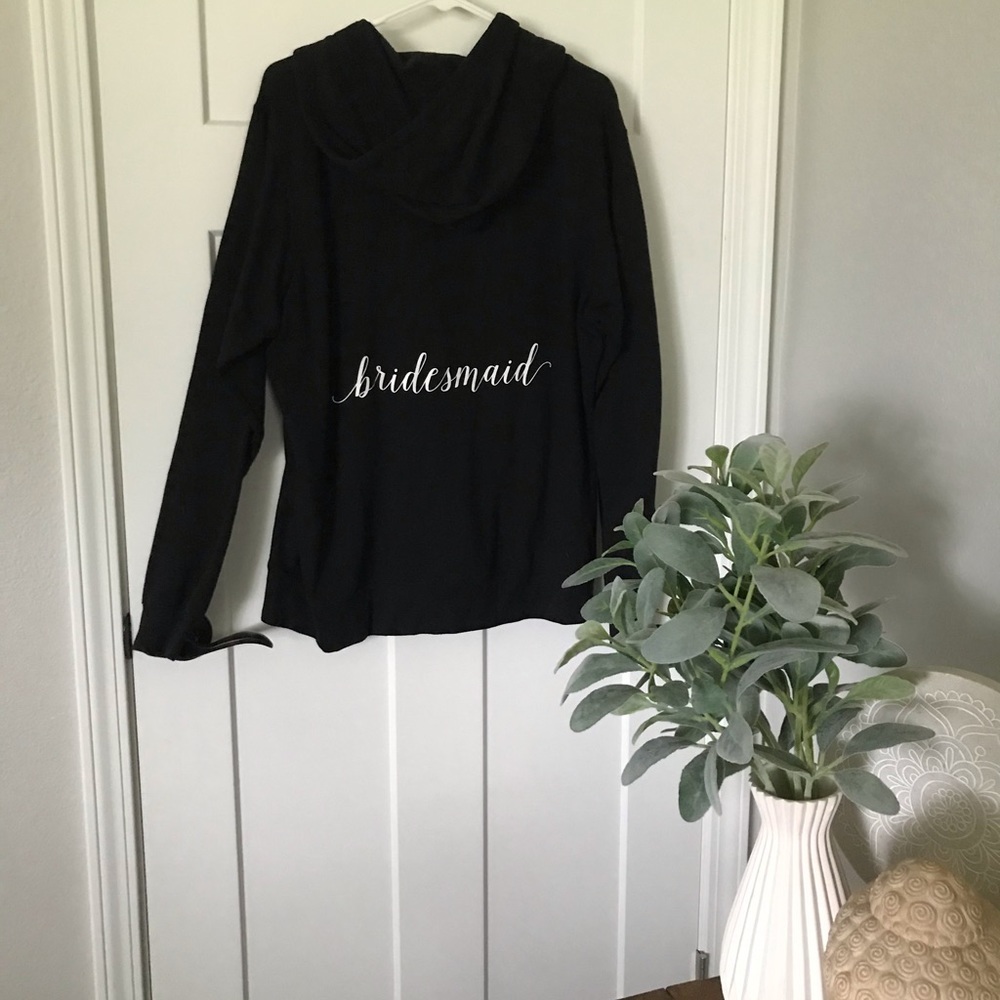 Bridesmaid zip up hooded sweatshirt in black xl